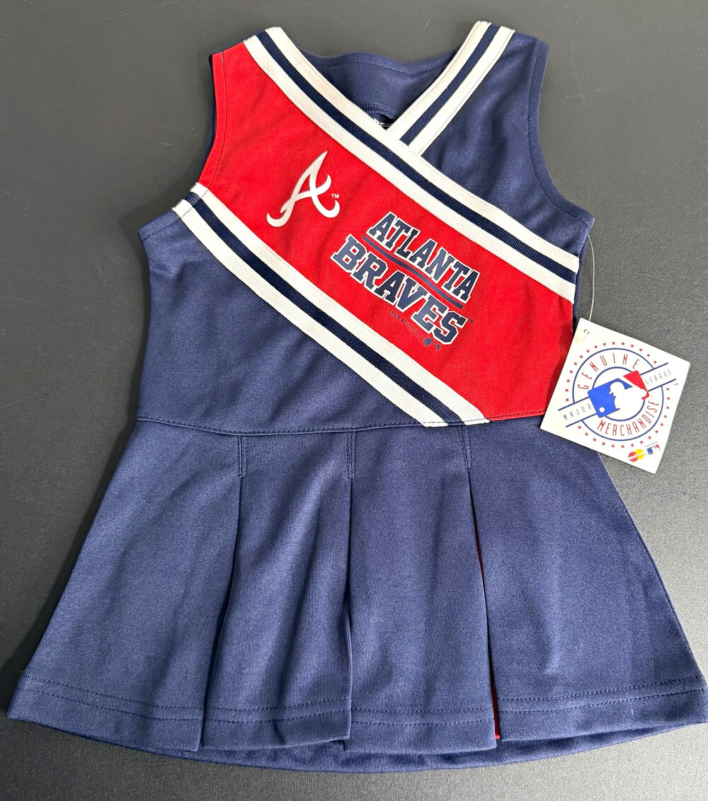 Atlanta Braves MLB Officially Licensed Girls Cheer Dress Navy Red White NWT